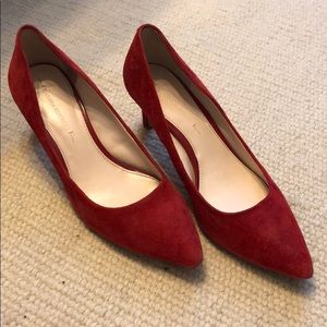Red suede Banana Republic heels size 10